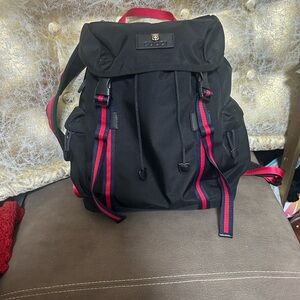 Gucci Black Backpack with Red Accents
